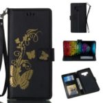 Lacquered Butterfly Leather Wallet Case with Strap for Samsung Galaxy Note9 N960 – Black