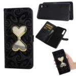 Love Heart Hourglass Quicksand PU Leather Case for Samsung Galaxy A7 (2018) – Black