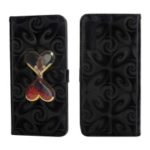 Patterned Love Heart Hourglass Quicksand Leather Case for Samsung Galaxy A7 (2018) – Black