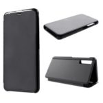 View Window Plated Mirror Surface Leather Stand Cover for Samsung Galaxy A7 (2018) – Black