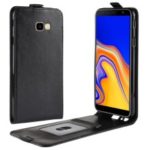 For Samsung Galaxy J4+ Crazy Horse Vertical Flip Leather Phone Case with Card Slot – Black
