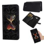 Patterned Leather Case for Samsung Galaxy J4+ / J4 Prime [Dynamic Glitter Powder Double-heart Hourglass] – Black