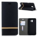 Cloth Texture Splicing PU Leather Case for Samsung Galaxy J6+ / J6 Prime – Black
