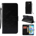 Imprinted Butterfly Flower Pattern Leather Flip Case for Samsung Galaxy J6 Plus / J6 Prime – Black