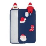 3D Pattern Christmas Element TPU Mobile Phone Cover for Samsung Galaxy J4 (2018) – Blue Background with Christmas Hat