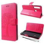 Imprint Tree and Owls Stand PU Leather Phone Casing for Samsung Galaxy A9 (2018)/A9 Star Pro/A9s – Rose