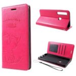 Imprint Cat and Fish Bone PU Leather Phone Casing [with Wallet Stand] for Samsung Galaxy A9 (2018)/A9 Star Pro/A9s – Rose