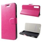 Crazy Horse Wallet Magnetic Stand Leather Casing (Built-in Steel Sheet) for Samsung Galaxy A7 (2018) – Rose