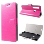 Crazy Horse Texture Card Holder Leather Stand Case for Samsung Galaxy A9 (2018)/A9 Star Pro/A9s – Rose