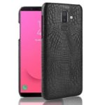 Crocodile Texture PU Leather Coated PC Phone Cover for Samsung Galaxy J8 (2018) / Galaxy On8 in India – Black