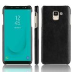 Litchi Skin Leather Coated Hard PC Shell for Samsung Galaxy J6 (2018) – Black