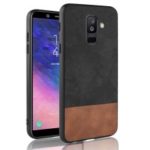 Bi-color Splicing PU Leather Coated PC + TPU Hybrid Casing for Samsung Galaxy A6+ (2018) / A9 Star Lite – Black
