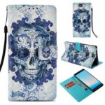 Pattern Printing Light Spot Decor Stand Leather Wallet Cover for Sony Xperia XA2 Plus – Cool Skull