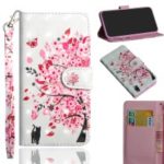 Pattern Printing Wallet Stand Leather Flip Case for Sony Xperia XZ3 – Cat and Flowered Tree