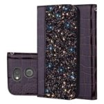 Case for Sony Xperia XA2 Crocodile Texture Glittery Sequins Splicing PU Leather Stand Case – Black