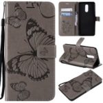 Imprinted Butterfly PU Leather Case for LG Stylo 4 – Grey