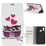 Pattern Printing Leather Wallet Case for HTC U12 Life – Owls and Hearts