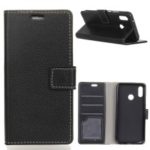 Litchi Skin Wallet Leather Stand Case for HTC U12 Life – Black