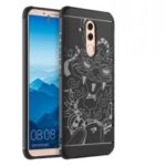 Wrapped Edges Drop-proof TPU Case for Huawei Mate 20 Lite – Auspicious Dragon Pattern / Black