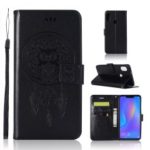 Imprint Dream Catcher Owl PU Leather Wallet Stand Case for Huawei Honor 8X – Black