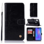 Premium Vintage PU Leather Wallet Mobile Case with Stand for Huawei Honor 8X – Black