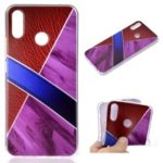 Marble Pattern and Leather Texture Splicing TPU Case for Huawei nova 3i / P Smart+ – Purple