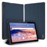 DUXDUCIS Domo Series for Huawei MediaPad T5 10 Cloth Texture Tri-fold Stand PU Leather Smart Phone Casing – Blue