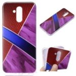 Marble Pattern and Leather Texture Splicing TPU Case for Huawei Mate 20 Lite / Maimang 7 – Purple