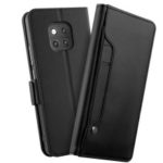 Leather Wallet Stand Case with Card Holder and Makeup Mirror for Huawei Mate 20 Pro – Black