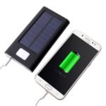 Solar Panel 2.1A USB Wireless Energy Mobile Power Bank Backup Battery Charger 10000mAh with LED Indicator Lights – Black