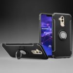 Carbon Fiber Texture TPU + PC Hybrid Case with Kickstand for Huawei Mate 20 Lite (Built-in Magnetic Metal Sheet) – Black