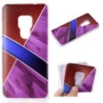 Splicing Marble Pattern and Leather Texture TPU Case for Huawei Mate 20 – Purple