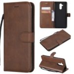 Wallet Leather Stand Mobile Cover for Huawei Mate 20 Lite / Maimang 7 with Strap – Brown
