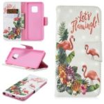 Light Spot Decor Pattern Printing Wallet Stand Leather Flip Case for Huawei Mate 20 Pro – Flamingo and Flower