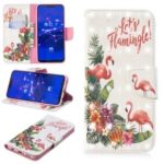 Light Spot Decor Pattern Printing Wallet Stand Leather Flip Case for Huawei Mate 20 Lite / Maimang 7 – Flamingo and Flower