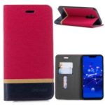 Cloth Texture Splicing PU Leather Card Holder Case for Huawei Mate 20 Lite – Red