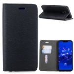 Auto-absorbed Wood Pattern Card Holder Stand Leather Casing for Huawei Mate 20 Lite – Black