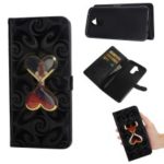 Spiral Texture Hearts Quick Sand Leather Wallet Mobile Phone Case for Huawei Mate 20 Lite – Black