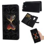 Spiral Texture Hearts Quick Sand Girl Pattern Leather Wallet Mobile Phone Case for Huawei Mate 20 – Black
