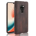 Wood Texture PU Leather Skin PC Case for Huawei Mate 20 – Black