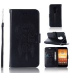 Imprint Owl Dream Catcher Wallet Stand Leather Casing for Motorola Moto E5 Play Go – Black