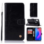 Retro Style PU Leather Folio Mobile Phone Case for Xiaomi Redmi Note 6 – Black
