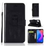 Imprint Owl Dream Catcher Wallet Stand Leather Case for Xiaomi Redmi Note 6 – Black