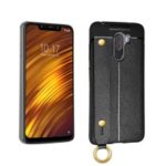 Litchi Skin Soft TPU Protection Case with Handheld for Xiaomi Pocophone F1 / Poco F1 (India) – Black