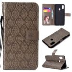 Imprint Leaf Leather Wallet Phone Case for Xiaomi Mi A2 Lite / Redmi 6 Pro – Grey