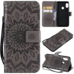 Imprint Sunflower PU Leather Wallet Magnetic Stand Case for Xiaomi Mi A2 Lite / Redmi 6 Pro – Grey
