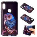 Pattern Printing Embossed TPU Case for Xiaomi Redmi Note 6 Pro – Blue Owl