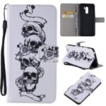 Pattern Printing Wallet Stand Magnetic Leather Flip Case for Xiaomi Pocophone F1 / Poco F1 (India) – Skull and Flowers