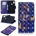 Pattern Printing Wallet Leather Case for Xiaomi Redmi Note 6 Pro – Purple Butterfly