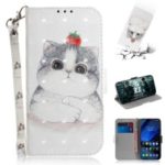 Light Spot Decor Patterned Wallet Stand PU Leather Flip Cover for Xiaomi Pocophone F1 / Poco F1 (India) – Lovely White Cat